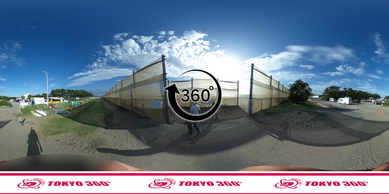 検見川浜突堤-砂浜への入口1-360度写真
